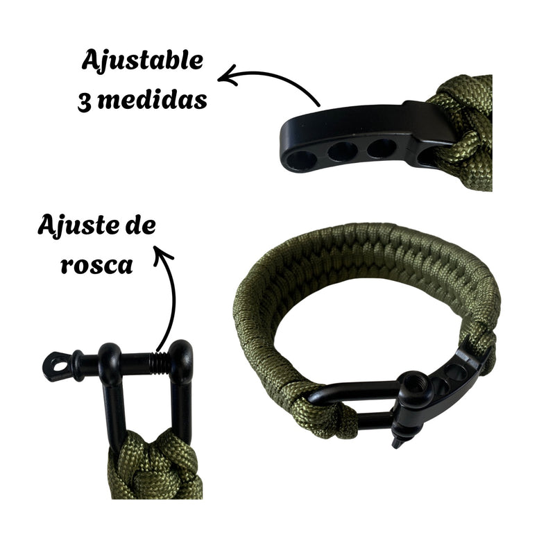 Pulsera Paracord de supervivencia panza de vibora doble BB886