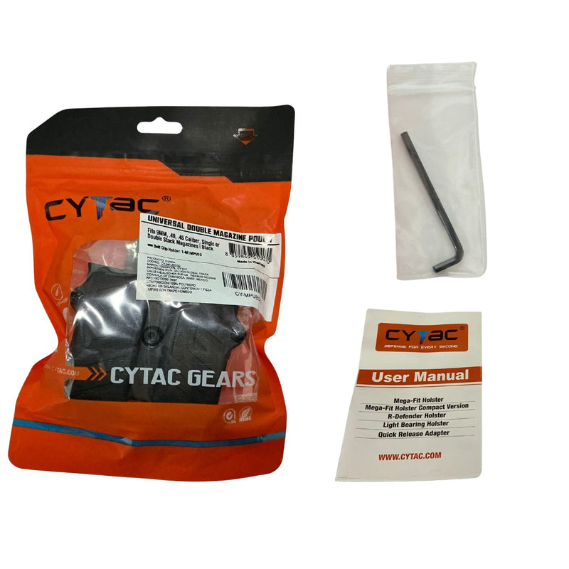 Porta Cargador Doble UNIVERSAL NEGRO CYTAC calibre 380 9 mm .40 .45 MARCA CYTAC CY‑MPUBCG2