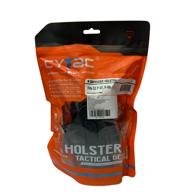 Funda HOLSTER NEGRA Arma PIstola Porta pistola de Paleta  CZ P-09 / P-07 gen 4 rotación 360° MARCA CYTAC CY-P09G4