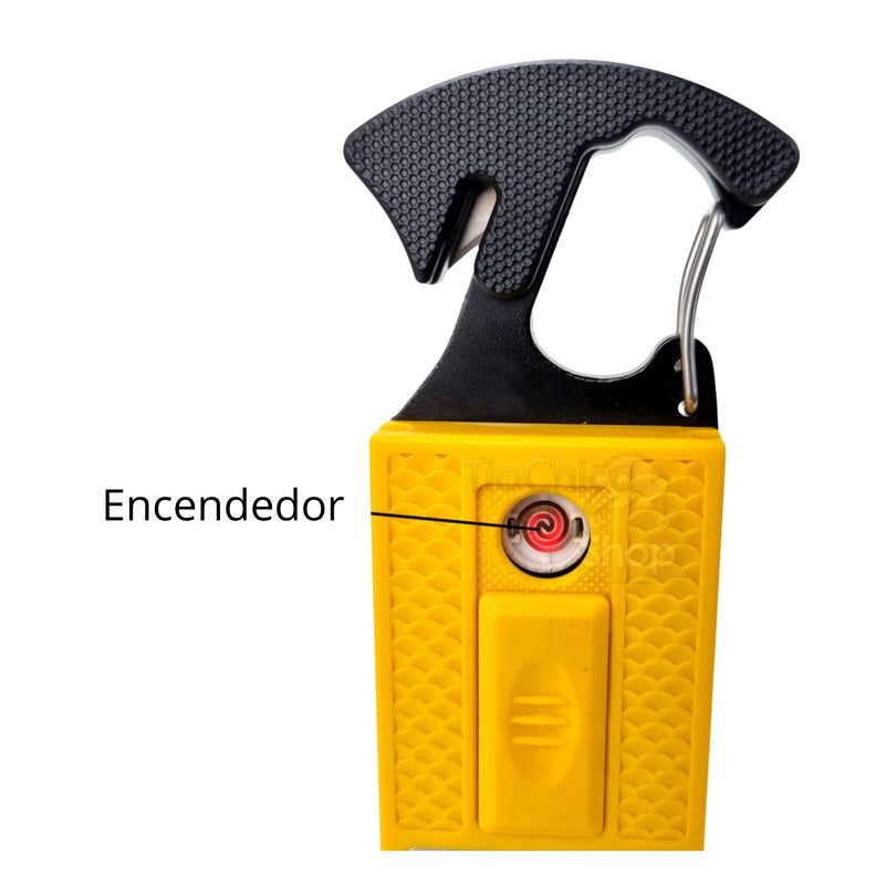 Llavero linterna encendedor 7 en 1 clip corta soga USB DT587
