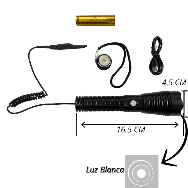 Lámpara c/cola de rata , p/arma larga USB Led T6 DT644S