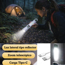 Linterna LED Recargable C Gancho Indicador Batería + Zoom DT743