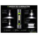 Linterna LED COB  IPX5 Zoom Ajustable USB C Camping Emergencias EDC DT786