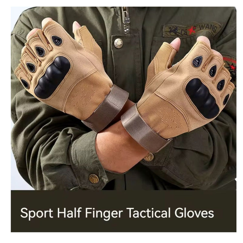 Guantes Medio Dedo Protección Nudillos REFORZADOS Almohadillas Tácticos Protección Moto DTST5