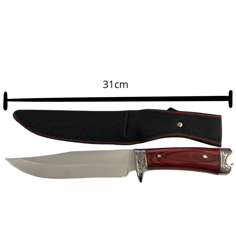 Cuchillo Multi Usos Largo Mango madera c/FUnda JF821