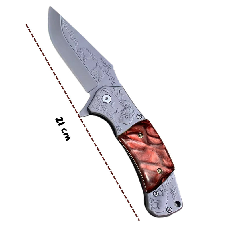 Navaja plegable Relieves FAUNA Grabados Hoja clip Point JF838