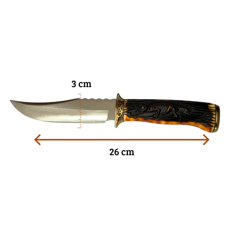 Cuchillo curvo artesanal funda Dragón 26 cm JF840
