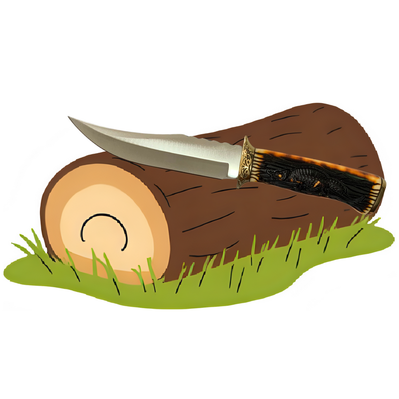 Cuchillo curvo artesanal funda Dragón 26 cm JF840