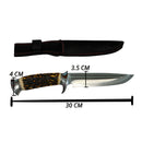 Cuchillo Caza Bowie Funda artesanal 30 cm Triple Canal JF843