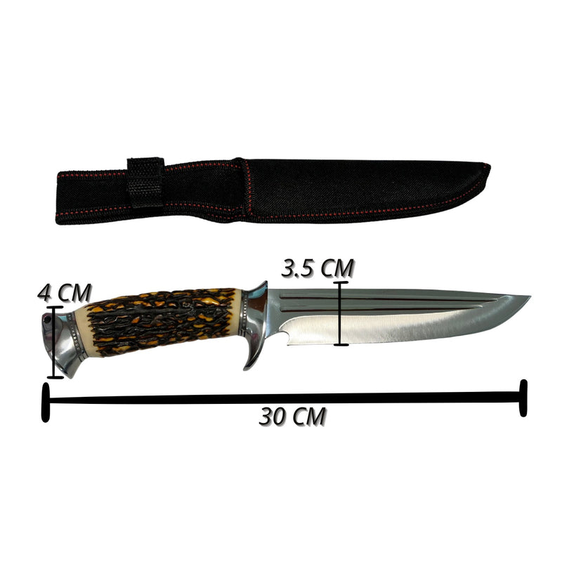Cuchillo Caza Bowie Funda artesanal 30 cm Triple Canal JF843