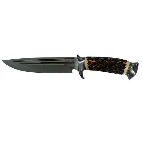 Cuchillo Caza Bowie Funda artesanal 30 cm Triple Canal JF843