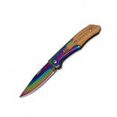 Navaja Plegable Rainbow Bolsillo Mango Tipo Madera EDC Camping Outdoor JF847