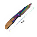 Navaja Plegable Rainbow Bolsillo Mango Tipo Madera EDC Camping Outdoor JF847