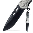 Navaja Plegable Clip Hoja Negra 22 cm Diseño Grabado JF860