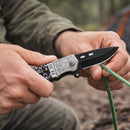 Navaja Plegable Clip Hoja Negra 22 cm Diseño Grabado JF860