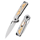 Daga EDC Premium Hoja Drop Point Mango metálico Clip Bolsillo -JF863