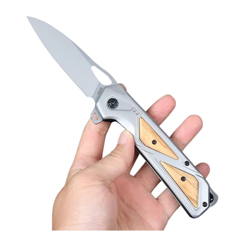 Daga EDC Premium Hoja Drop Point Mango metálico Clip Bolsillo -JF863