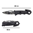 5 en 1 Navaja plegable Portatil +Rompe vidrios Corta soga Abre botellas *Clip JF886