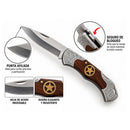 Navaja Plegable Camping Madera Seguro 22 cm JF941