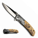 Navaja Grabado Aguila Diseño Venado Plegable Premium JF982
