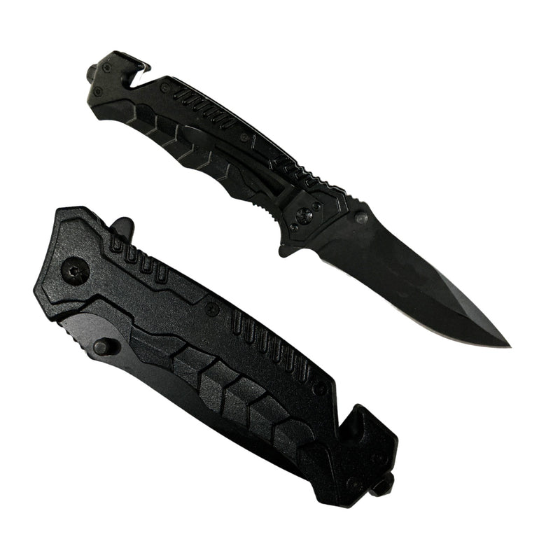 Navaja Con Rompe Vidrios Corta Cintos Y Clip Cuchillo F121