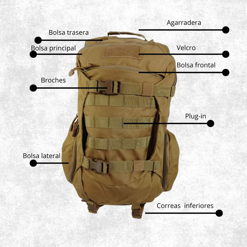Mochila 35L, impermeabilizada, multi-compartimiento JYB125