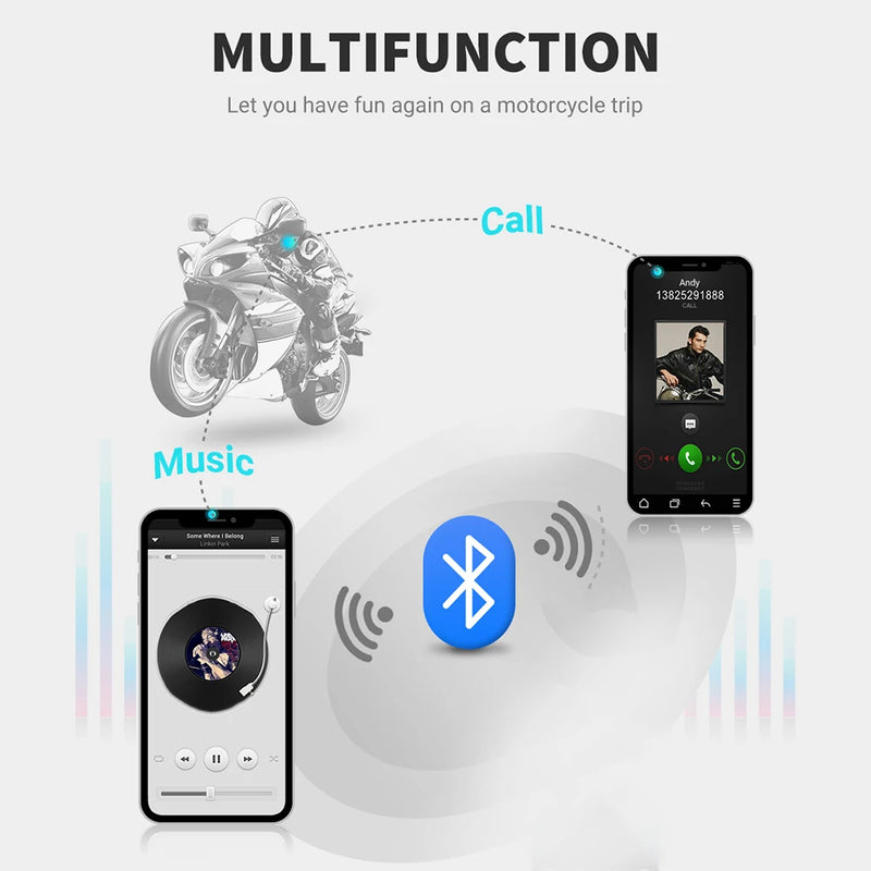 Auriculares para casco de motocicleta Bluetooth 5,0 altavoz MP3 MTC036