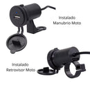 Cargador USB Moto Impermeable Montaje Manubrio y Retrovisor MTC052