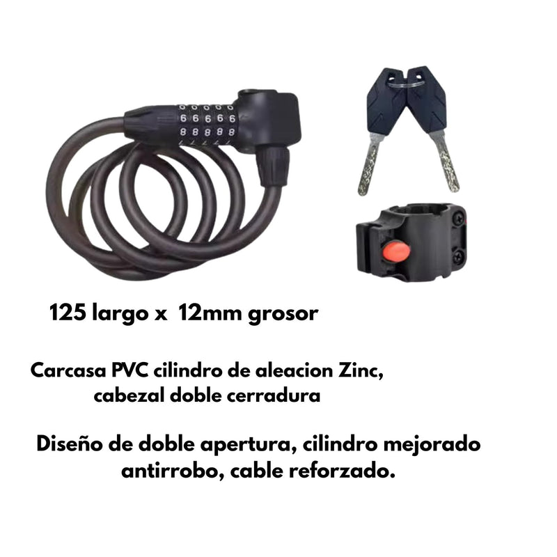 Candado Antirrobo MOTOCICLETA /Bicicleta Doble Seguridad con Clave y Llave MTC210