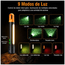 Lámpara mano Mosqueton Zoom Recargable USB 9 Modalidades Luz Blanca Roja MTYX113