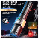 Linterna LED 30W Zoom Luz COB Lateral Imán display nivel % Batería (Kit con Estuche) MTYX26