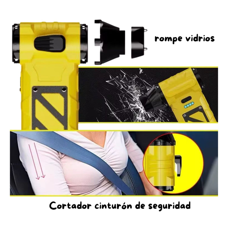 4 en 1 Ventilador de Mano *TURBO* Rompe vidrios Corta cinturón Luz led carga-C NGSD316