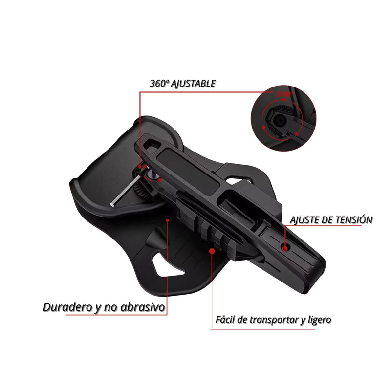 Funda Holster Universal armas size L riel picatiny 360º PJ701