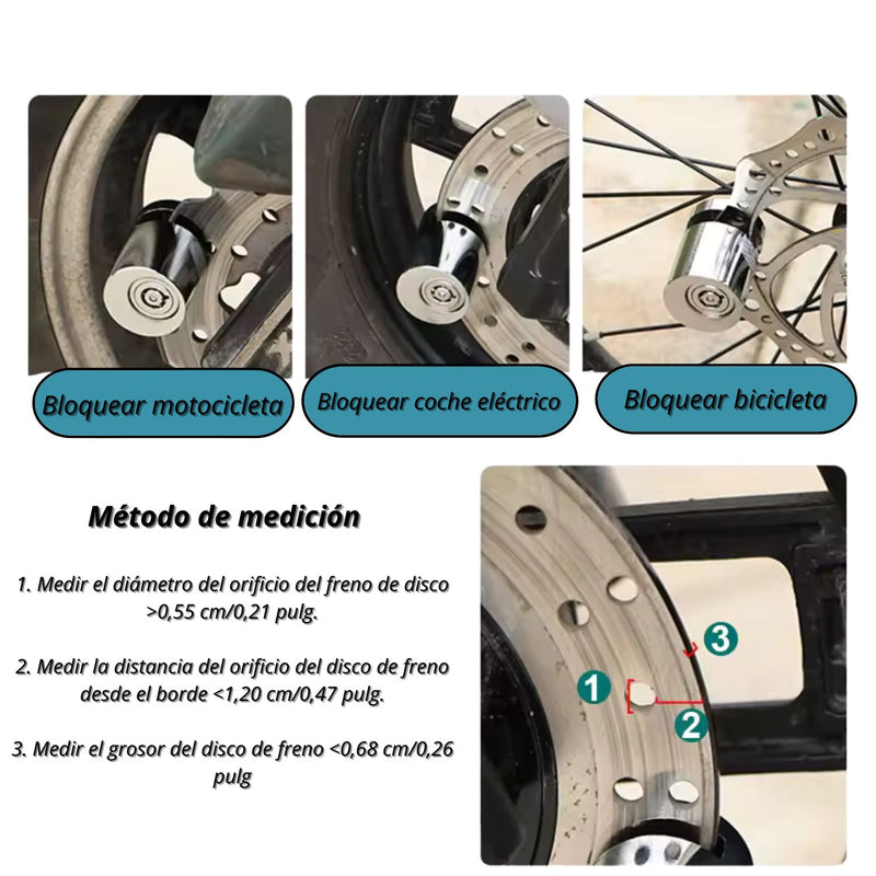 Candado Freno Disco Antirrobo MOTOCICLETA /Scooter/Bicicleta Cierre Rápido S580