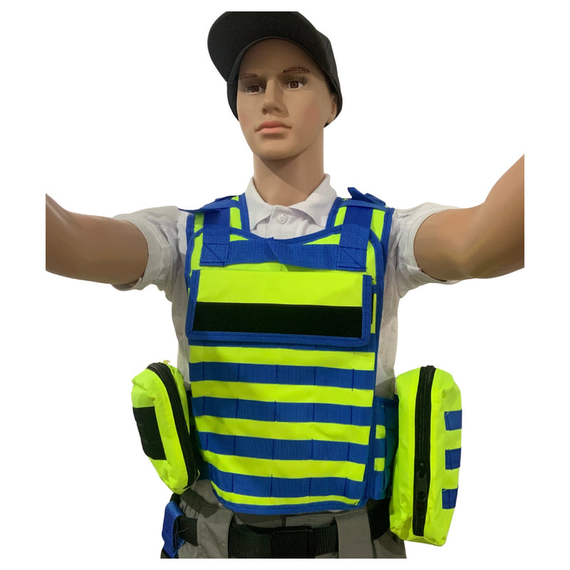 Chaleco Paramédico + Piernera – 3 Bolsas molle ALTA VISIVILIDAD SN200
