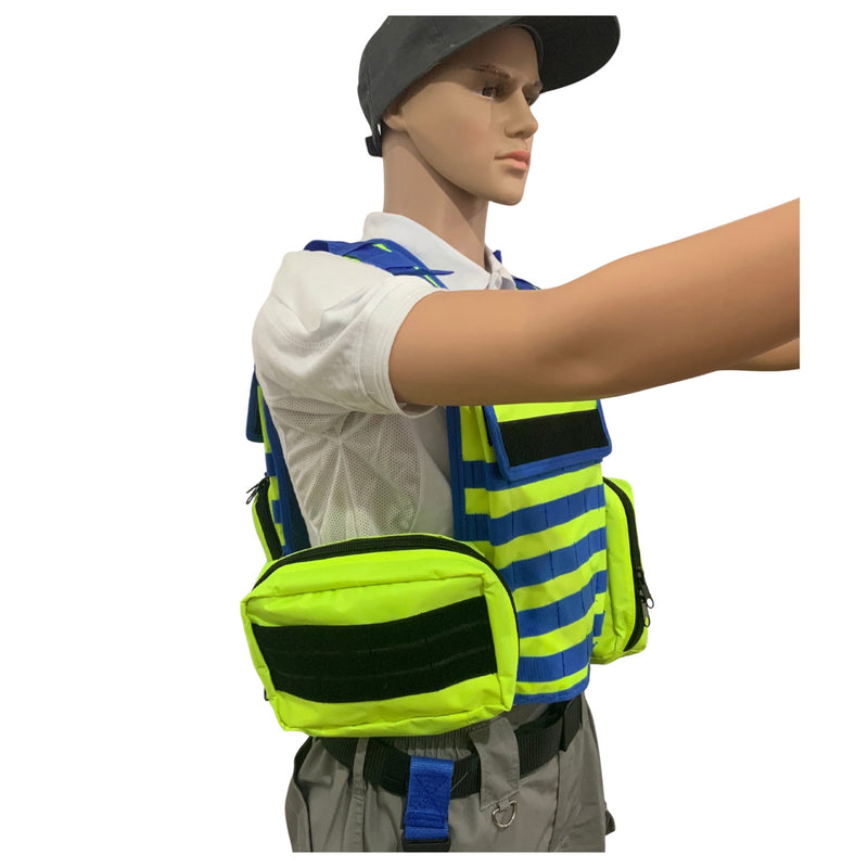 Chaleco Paramédico + Piernera – 3 Bolsas molle ALTA VISIVILIDAD SN200