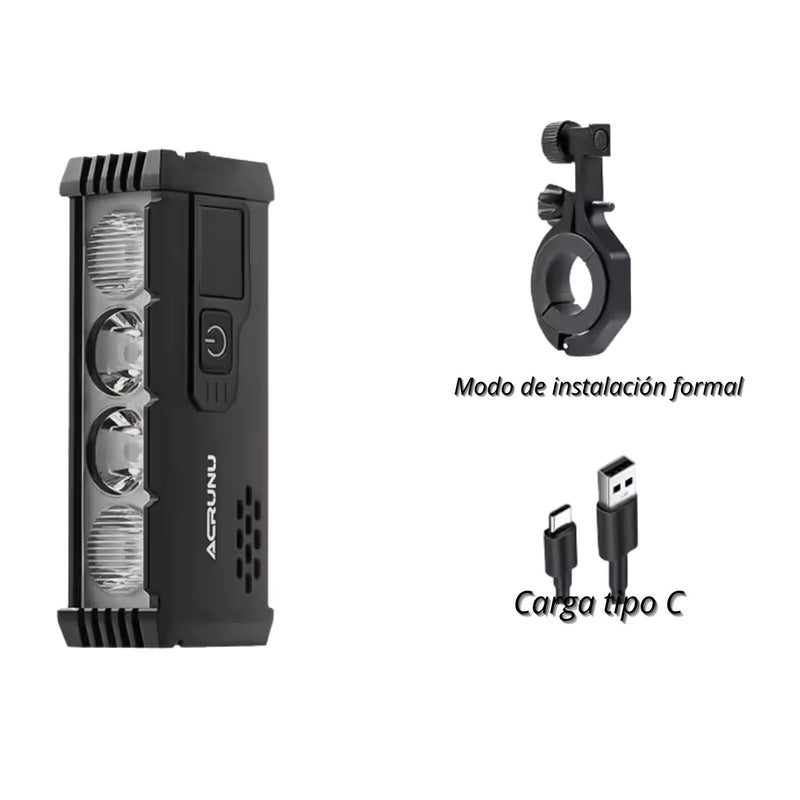 Lámpara LED Bici MOTO Display Digital de Batería Soporte Ajustable USB-C TC3107