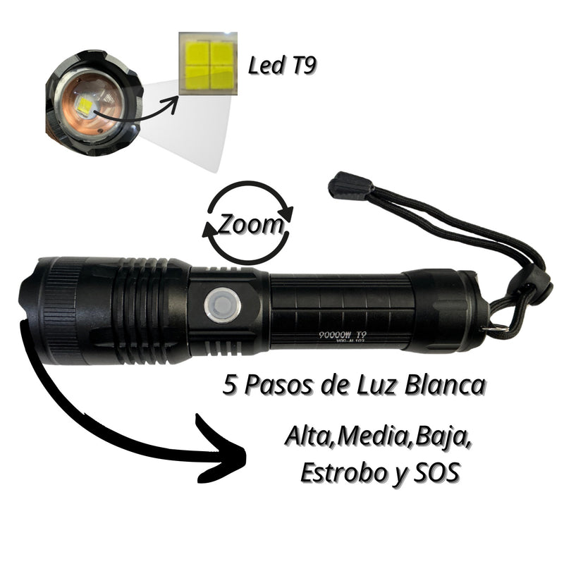 Lampara led T9 5 pasos con zoom VOG103