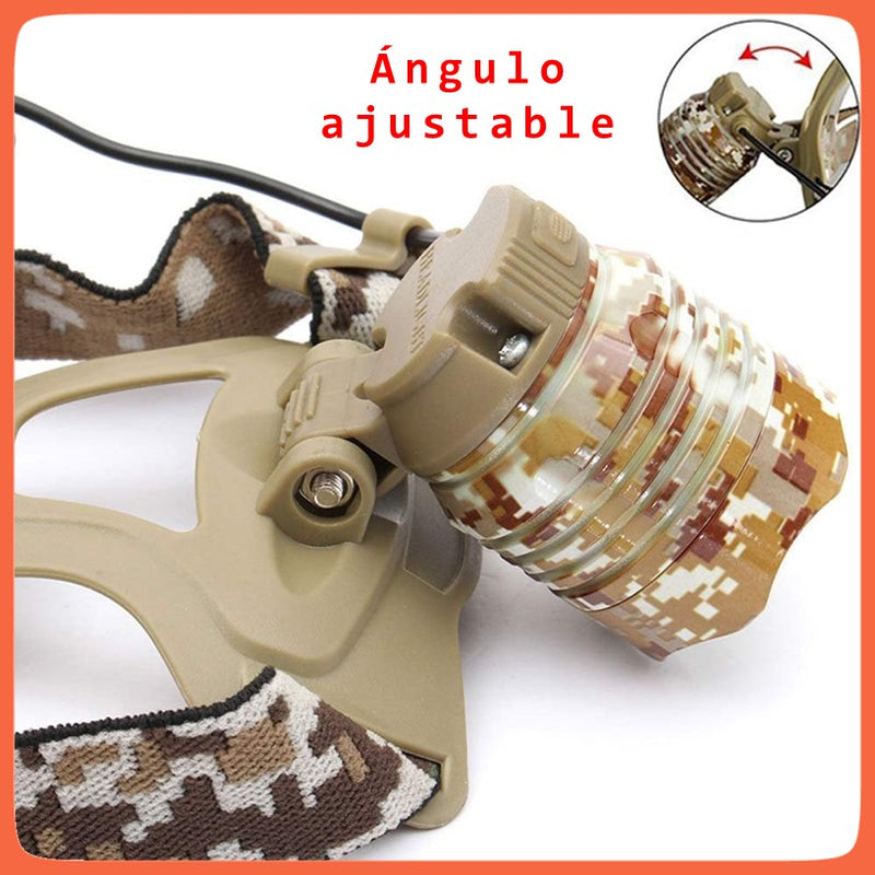 Lámpara Minera Táctica Cabeza 1600 Lms Camuflaje Led T6 Dt45