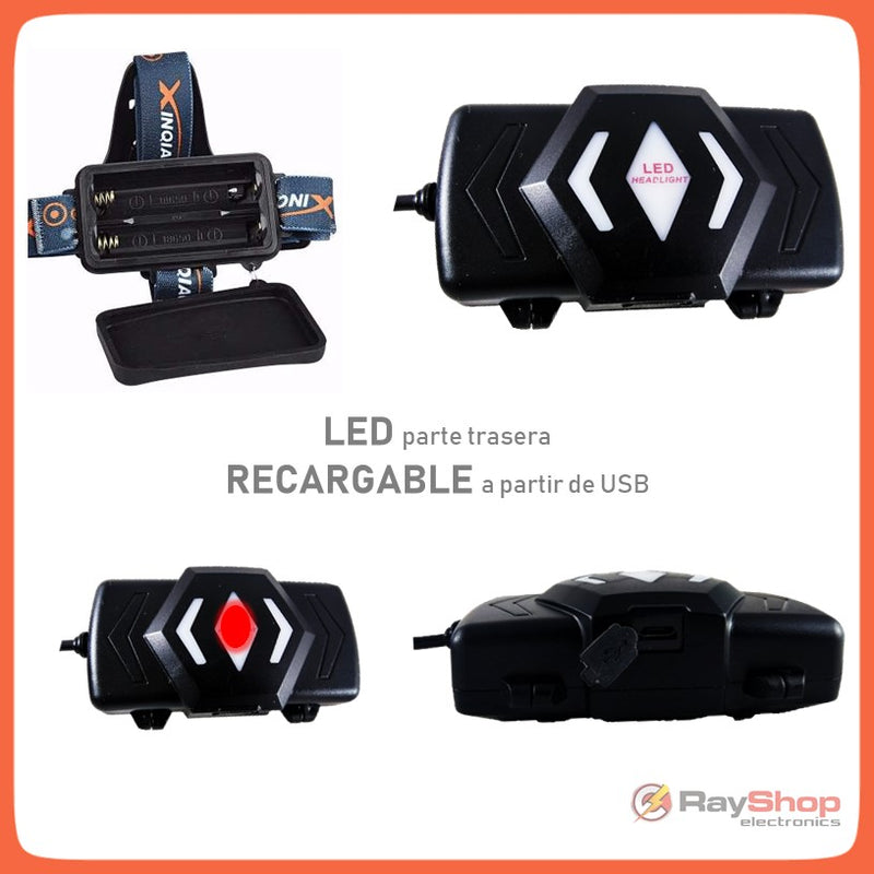 Lámpara Minera Cabeza 5 Led 9000 Lms 4 Pasos De Luz Dt274