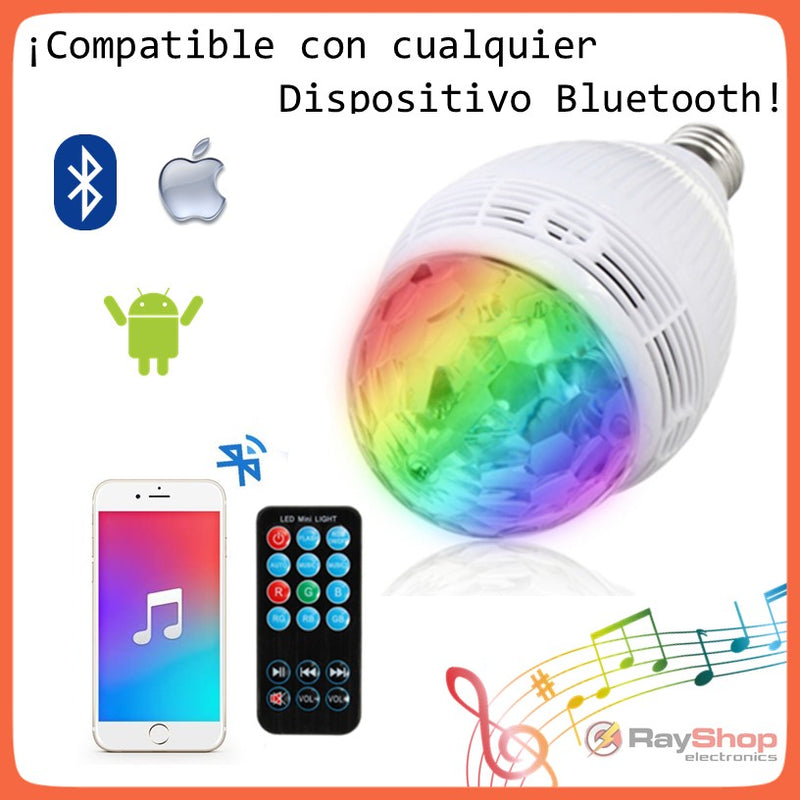 Bocina Bluetooth Foco Disco Giratorio Led Rgb Control L002