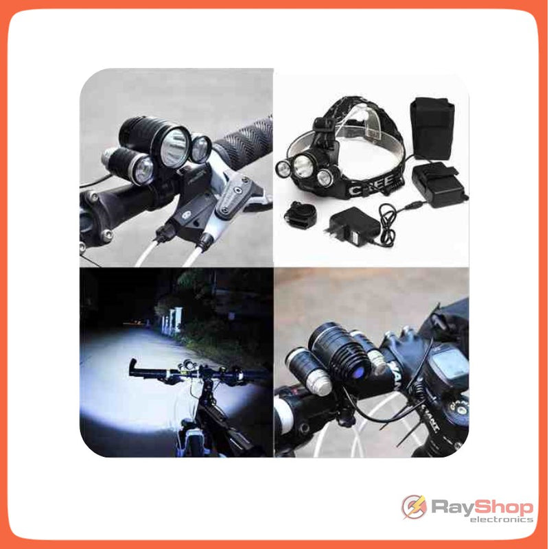 Lampara Minera 3 Led 6000 Lms , 2 En 1: Cabeza Y Bicicleta Dt195