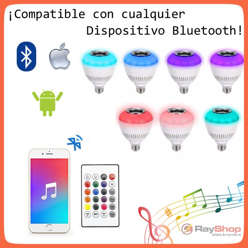 Bocina Bluetooth Foco Led Multicolor Control Remoto L001