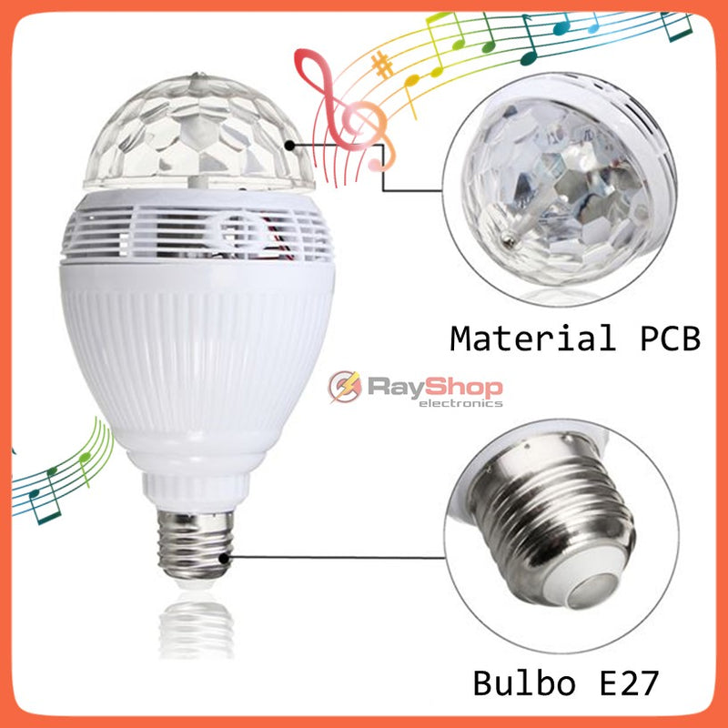 Bocina Bluetooth Foco Disco Giratorio Led Rgb Control L002