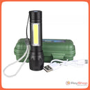 Mini Lámpara Táctica 1200lms Zoom Led Barra Cob Recargable Usb BQ803 / Dt321