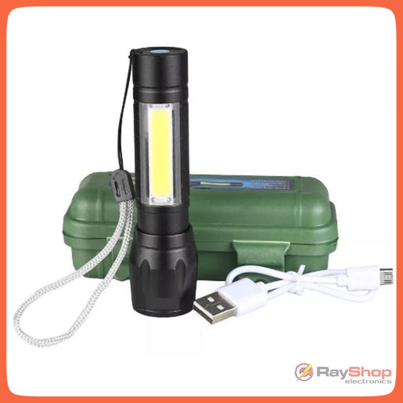 Mini Lámpara Táctica 1200lms Zoom Led Barra Cob Recargable Usb BQ803 / Dt321