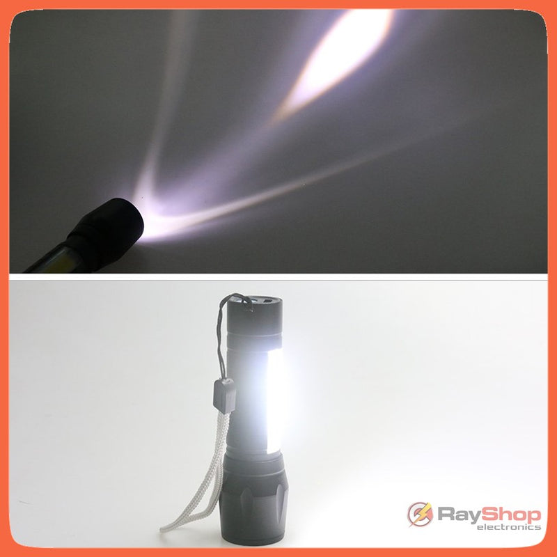 Mini Lámpara Táctica 1200lms Zoom Led Barra Cob Recargable Usb BQ803 / Dt321
