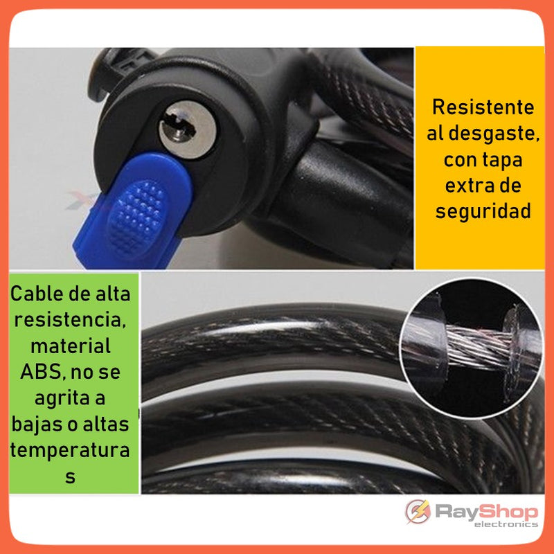 Candado Cadena 1.2x120cm Bici Moto Con Soporte Y Llave T588
