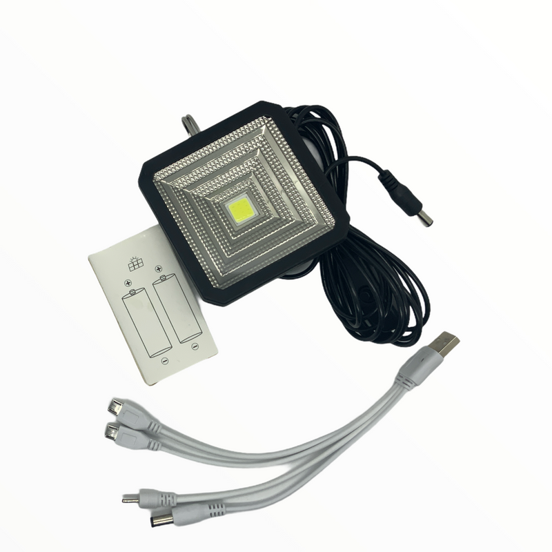 Lampara emergencia + panel solar + reflector satelital + power bank T030