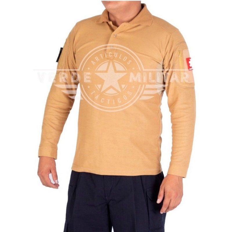 Polo Manga Larga TELA LICRA Deportiva Uniforme Parches Sn174